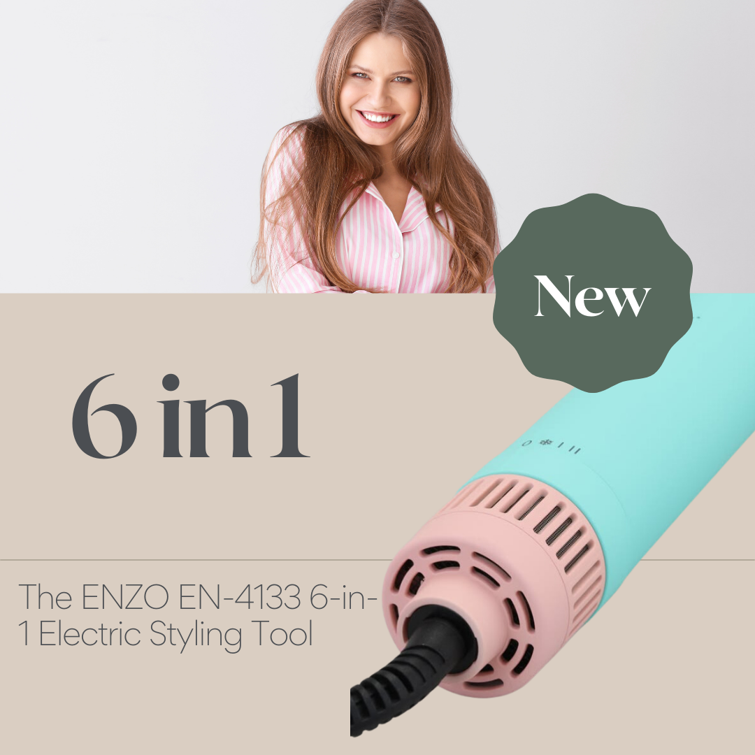 ENZO Airwrap Complete Long EN-4133 6-in-1 Electric  Complete Long Styling Multi-Function Hair Straightener Curler, Comb & Hot Air Brush