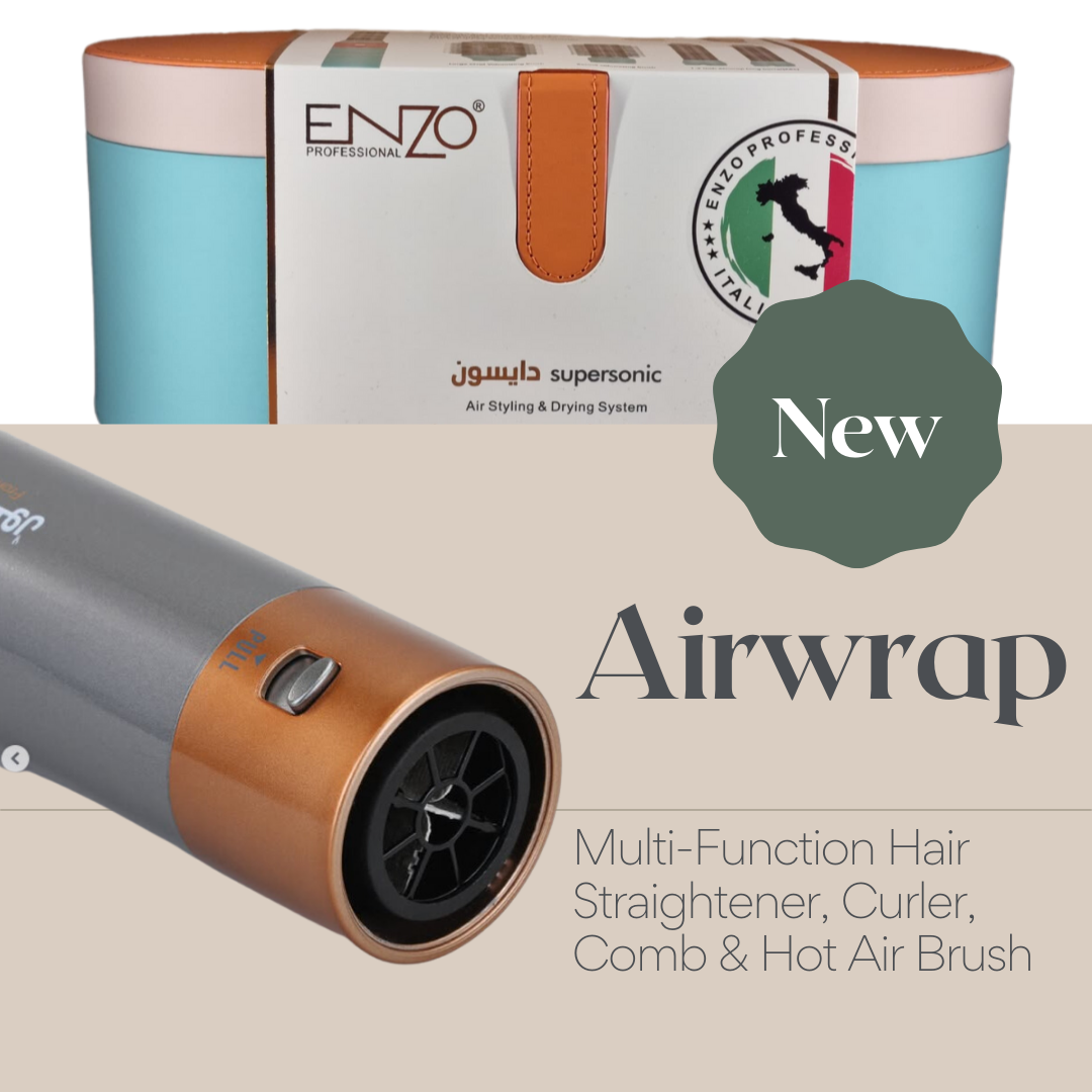 ENZO Airwrap Complete Long EN-4133 6-in-1 Electric  Complete Long Styling Multi-Function Hair Straightener Curler, Comb & Hot Air Brush