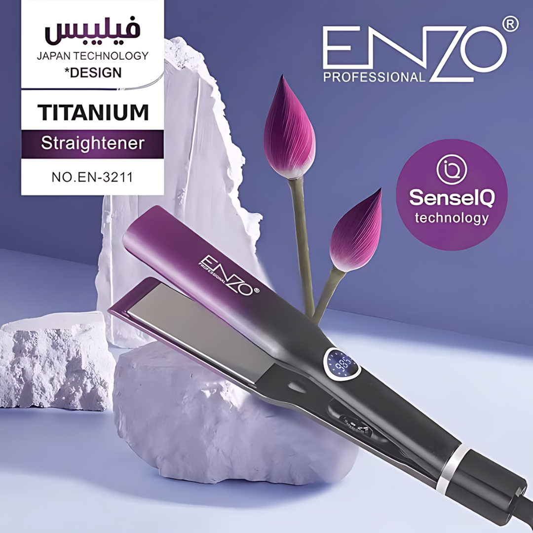 ENZO EN-3211 Professional Ceramic Titanium Hair Straightener with Fast Heating