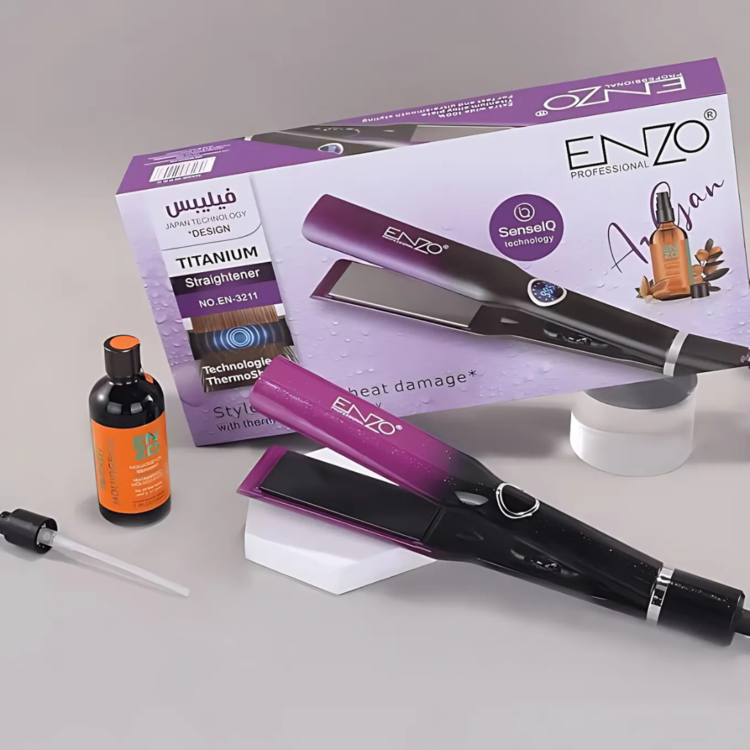 ENZO EN-3211 Professional Ceramic Titanium Hair Straightener with Fast Heating