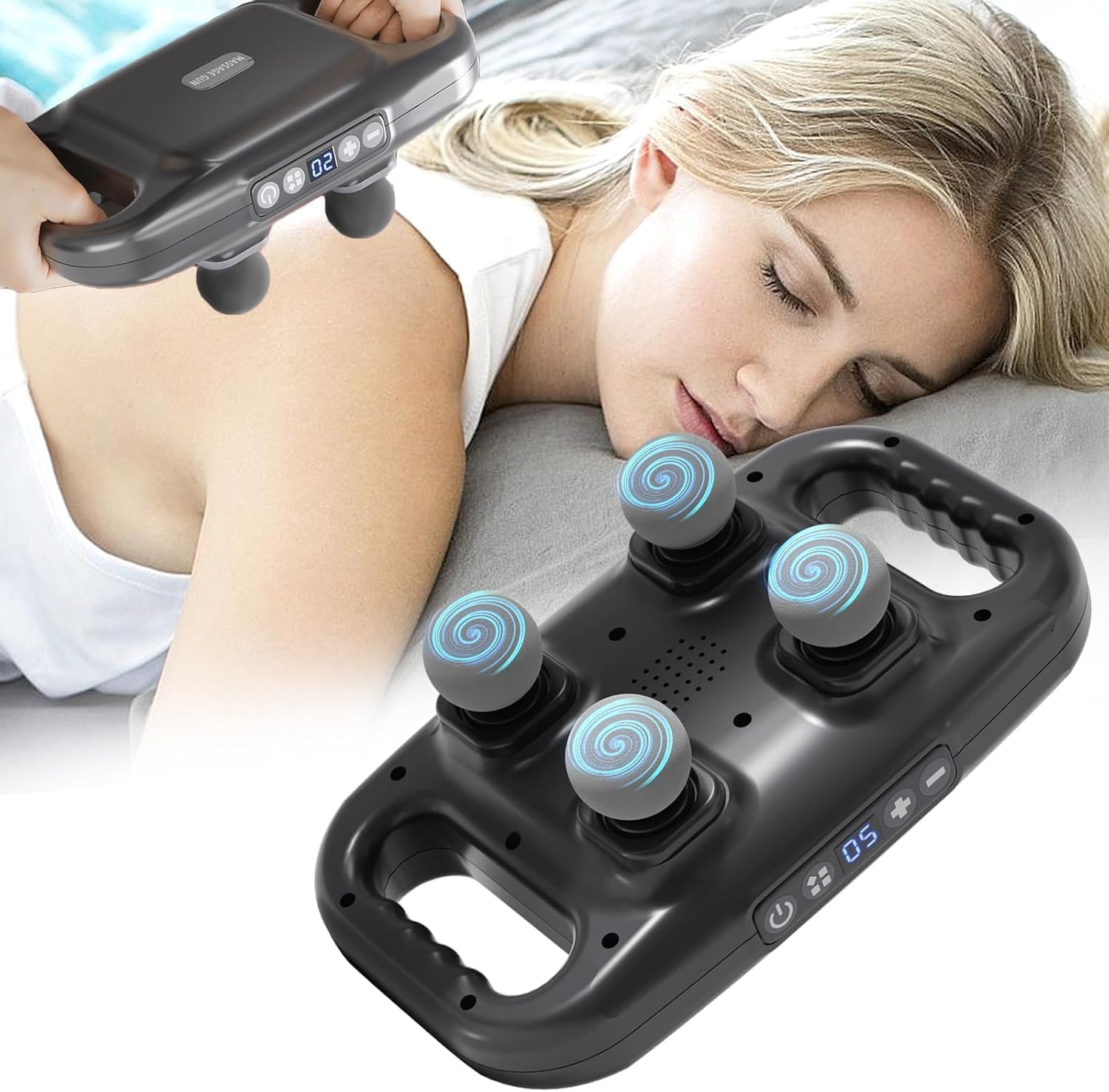 4-Head Massage Gun Deep Tissue Massager with interchangeable heads