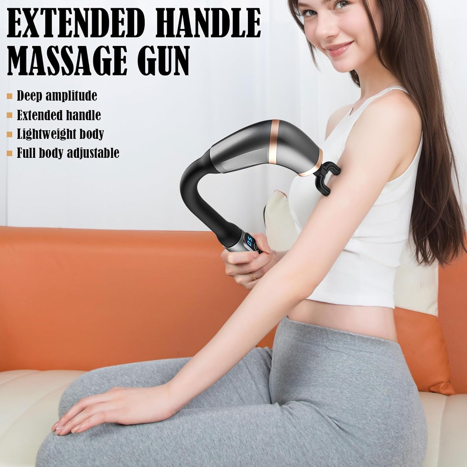 Massage Gun with Extension Handle for muscle pain relief