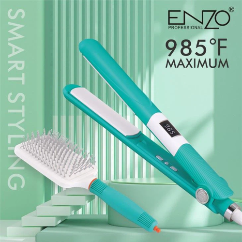 ENZO EN-1291S Portable Hair Brush Hot Iron 2 in 1 Hair Straightener and Comb