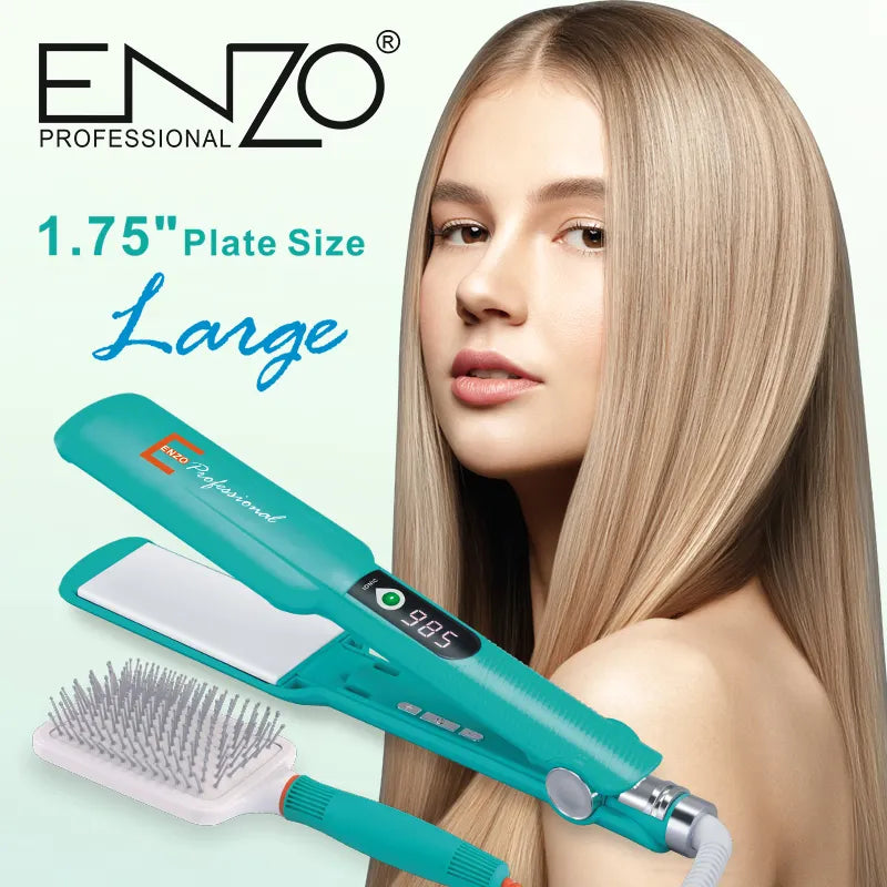 ENZO EN-1291S Portable Hair Brush Hot Iron 2 in 1 Hair Straightener and Comb