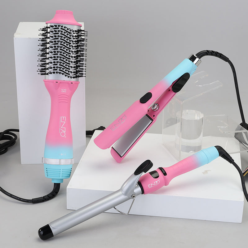 Enzo EN-3312 Hair Styling Pack – Professional Straightener, Curler & Volumizer