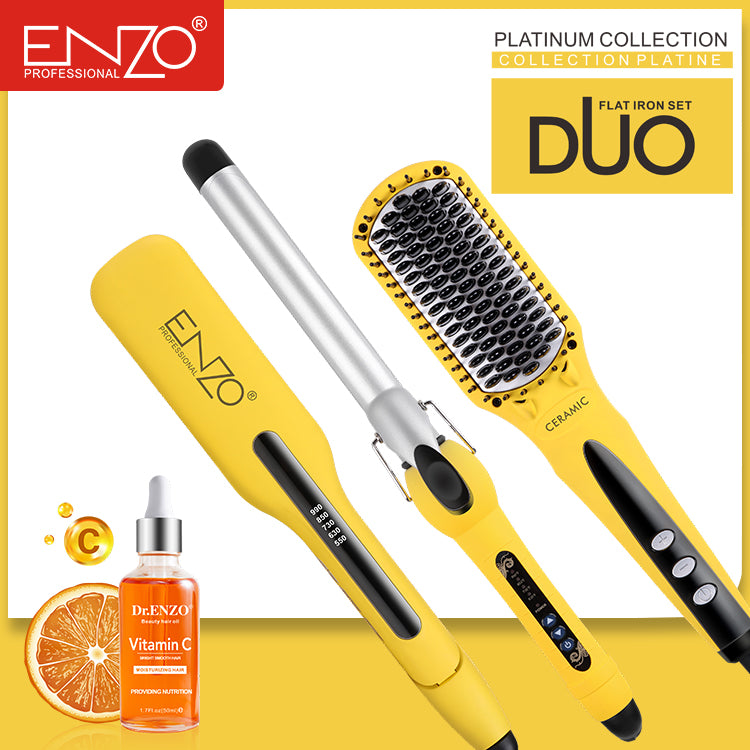 ENZO EN-3955W 3-in-1 Hair Styling Kit – Hot Air Brush, Straightener & Curling Iron