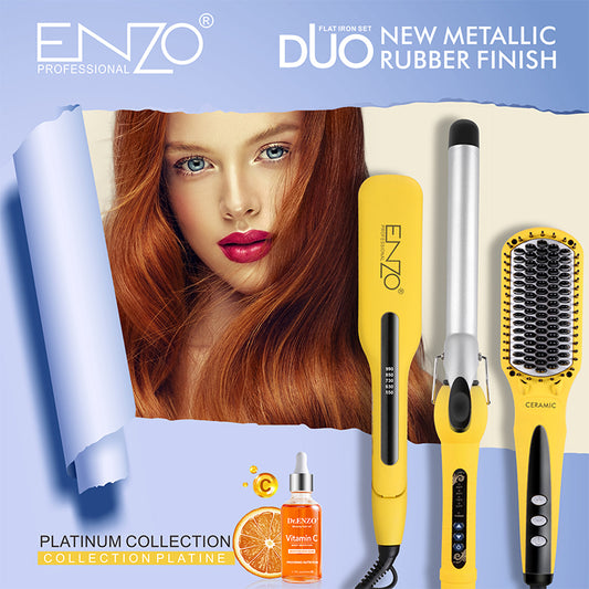 ENZO EN-3955W 3-in-1 Hair Styling Kit – Hot Air Brush, Straightener & Curling Iron