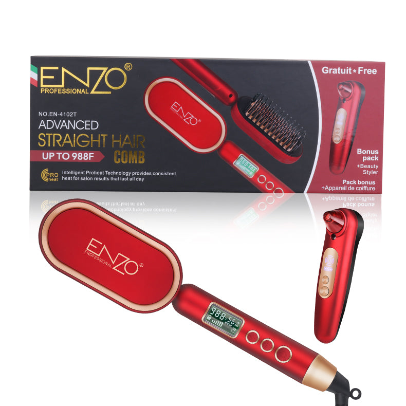 ENZO EN-4102T Multi-Function Hair Straightener Comb with PTC Heating