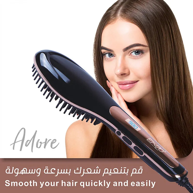 Enzo EN-4108 Professional Hair Straightener Brush with LCD display