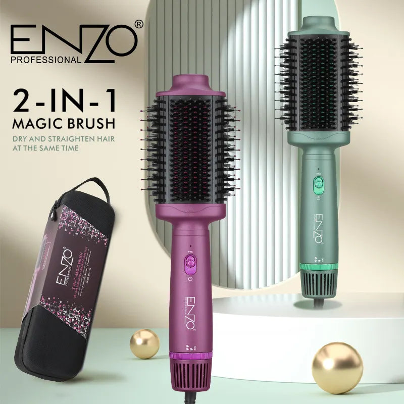 ENZO EN-4110 Professional 1500W Volumizer Styler & Hot Air Brush – Side view showing brush and air flow