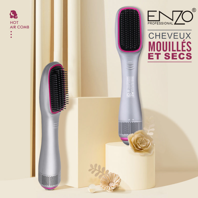 ENZO EN-4121 Negative Ion Hot Air Comb – 3-in-1 hair dryer and styling brush