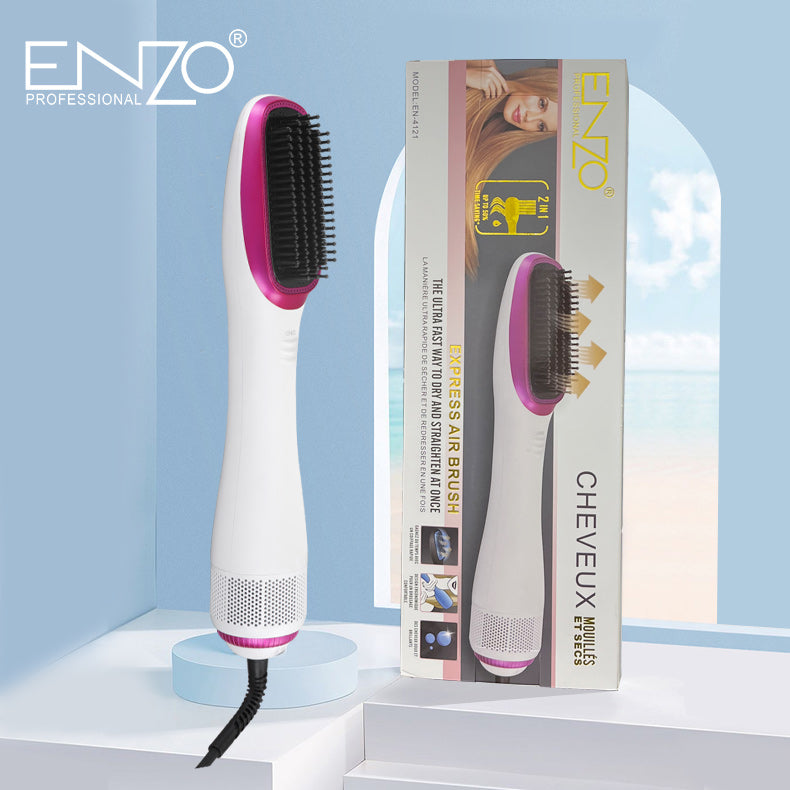 ENZO EN-4121 Negative Ion Hot Air Comb – 3-in-1 hair dryer and styling brush