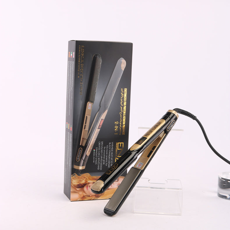 ENZO EN-5188 Professional 2-in-1 Hair Straightener & Curling Iron with Titanium Ceramic Coating