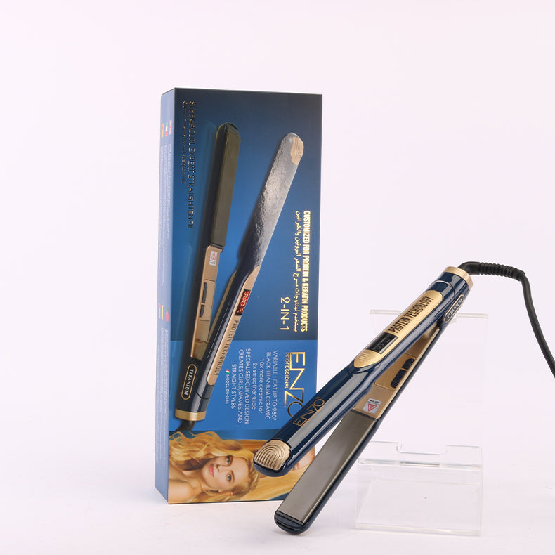 ENZO EN-5188 Professional 2-in-1 Hair Straightener & Curling Iron with Titanium Ceramic Coating