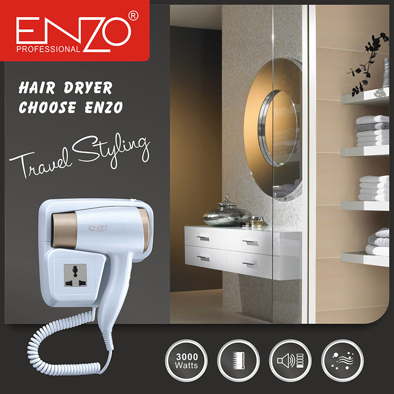 ENZO EN-6622 3000W Professional Wall-Mounted Hair Dryer – Front view