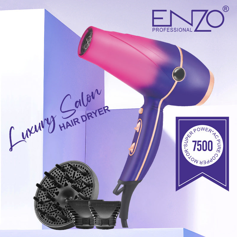 Enzo EN-8001 High-Performance Salon-Grade Hair Dryer with 7500W Power