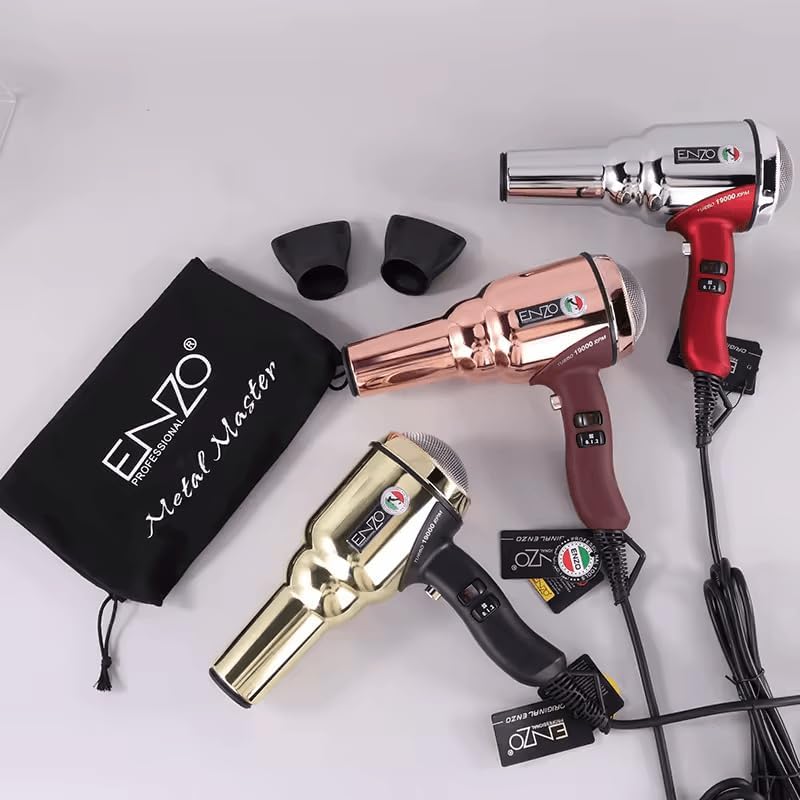 ENZO EN-8228 Retro Hair Dryer with stainless steel design and high-power motor.