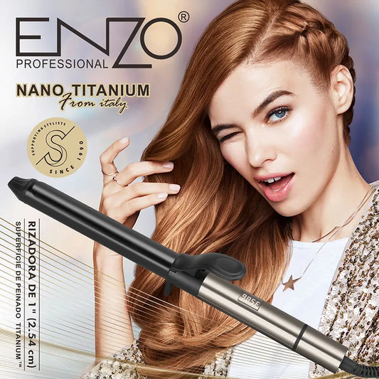 ENZO EN-9113 Rotating Ceramic Curling Iron with adjustable temperature settings.