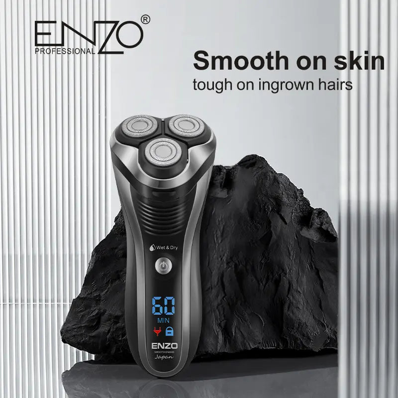 ENZO EN-9309 triple blades electric shaver for a close, smooth shave.