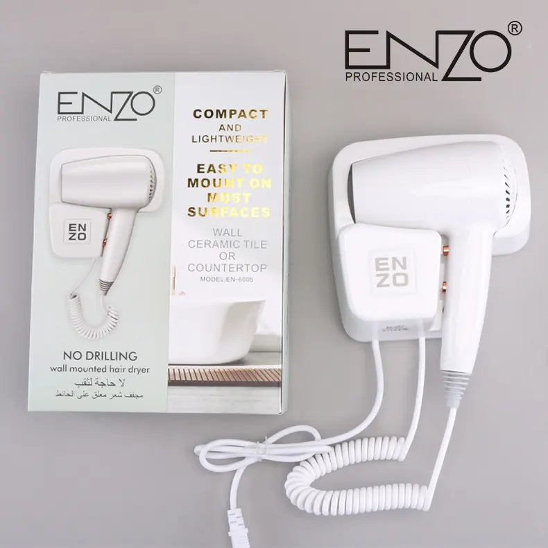 ENZO EN-6005 Wall/Counter Hair Dryer – 1600W power with hot and cold settings