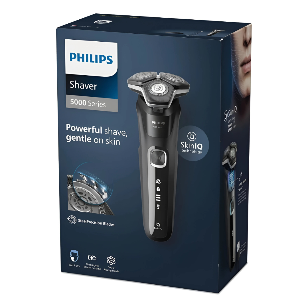 Close-up of the Philips S5898 showcasing flexible shaving heads