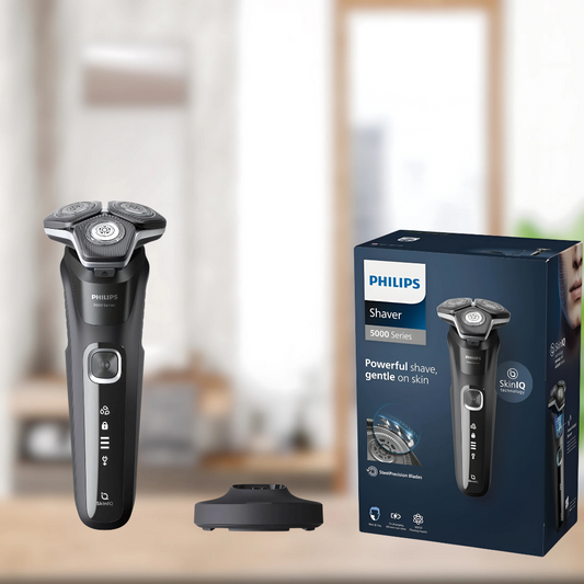 Close-up of the Philips S5898 showcasing flexible shaving heads