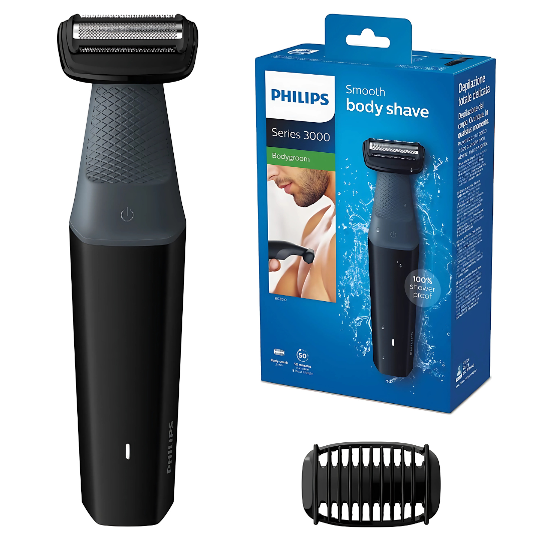 Close-up of the Philips BG3010 with rounded tips for skin-friendly grooming