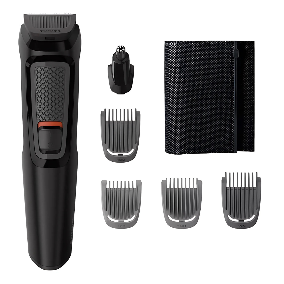 Philips MG3710 6-in-1 grooming kit with attachments displayed