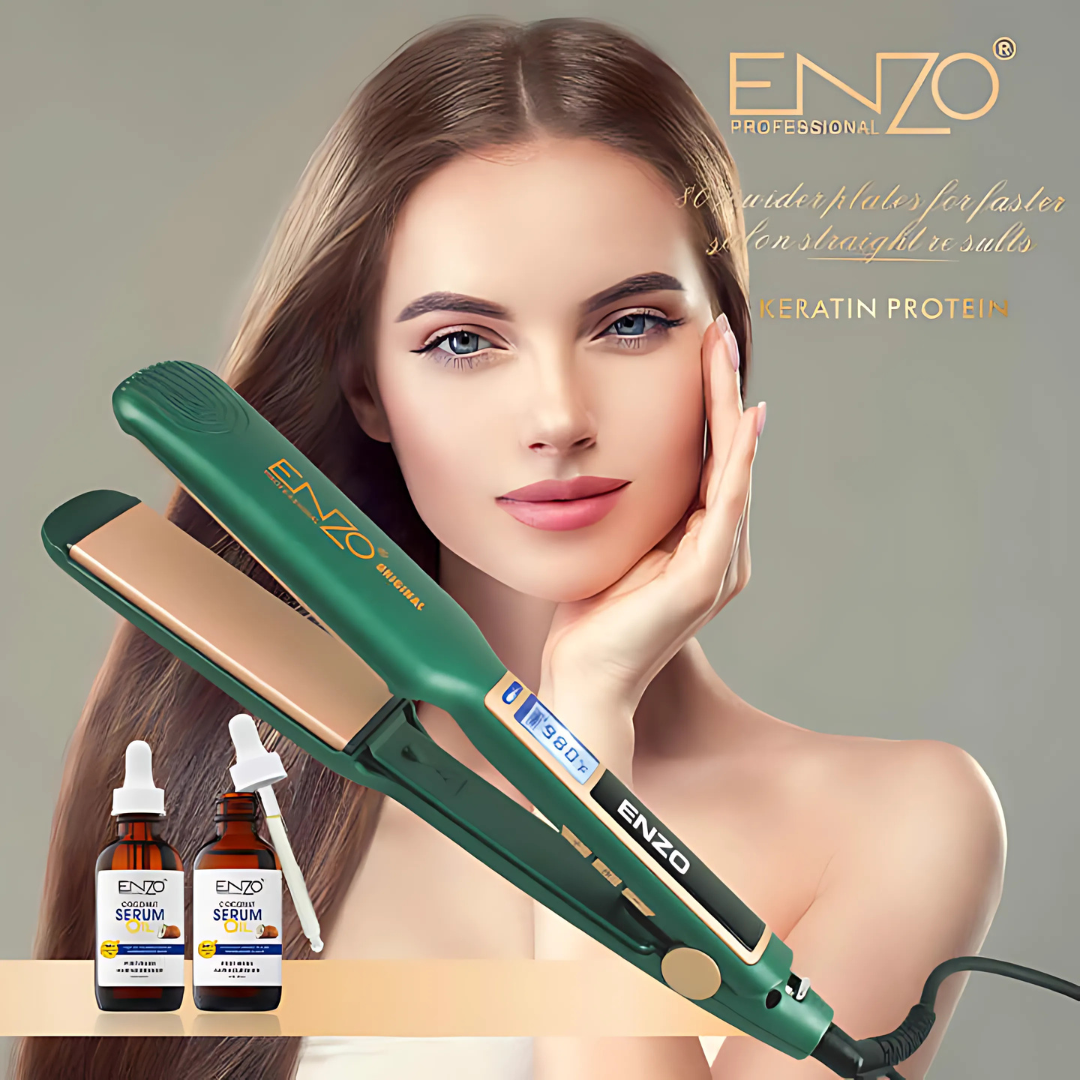 ENZO EN-3973 Custom Logo Hair Straightener with Wide Titanium Plates