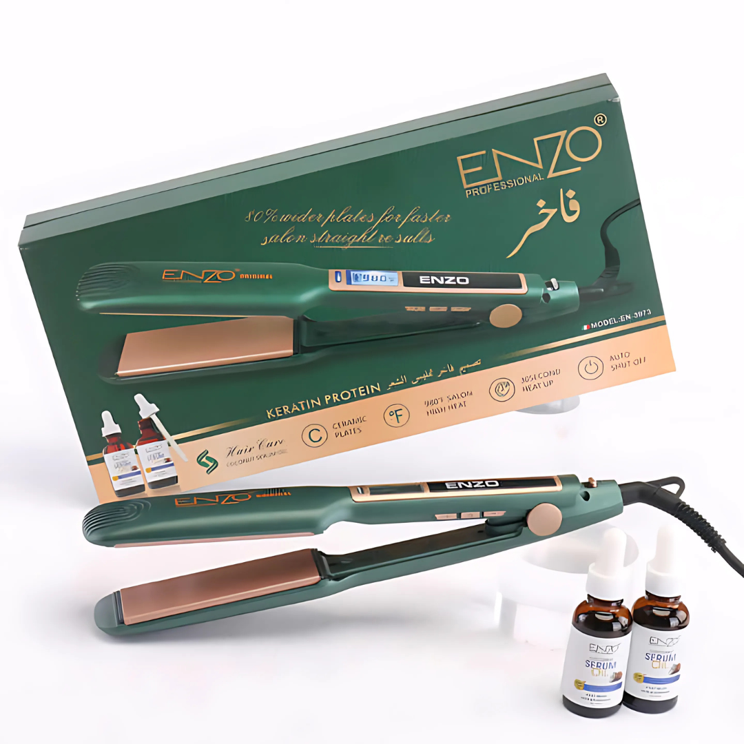 ENZO EN-3973 Custom Logo Hair Straightener with Wide Titanium Plates