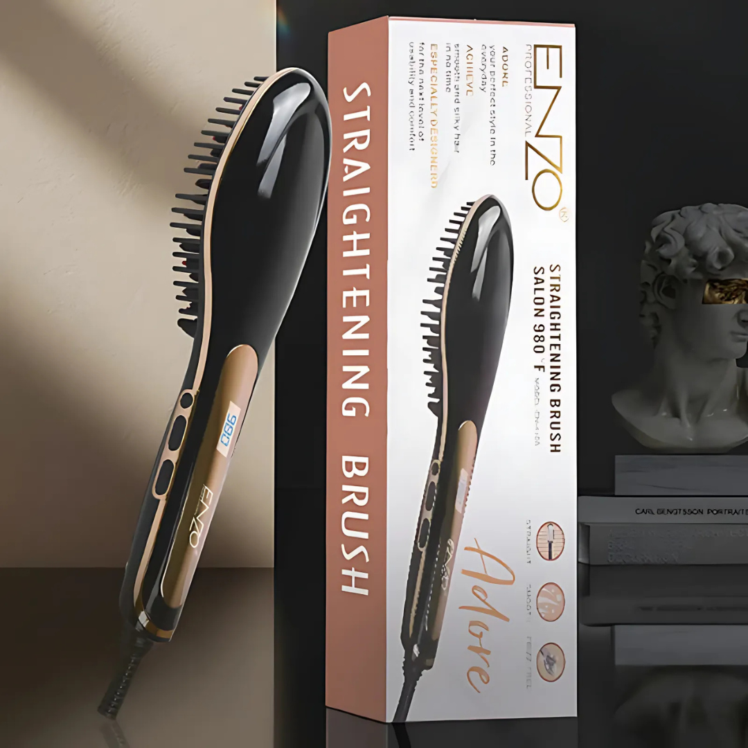 Enzo EN-4108 Professional Hair Straightener Brush with LCD display