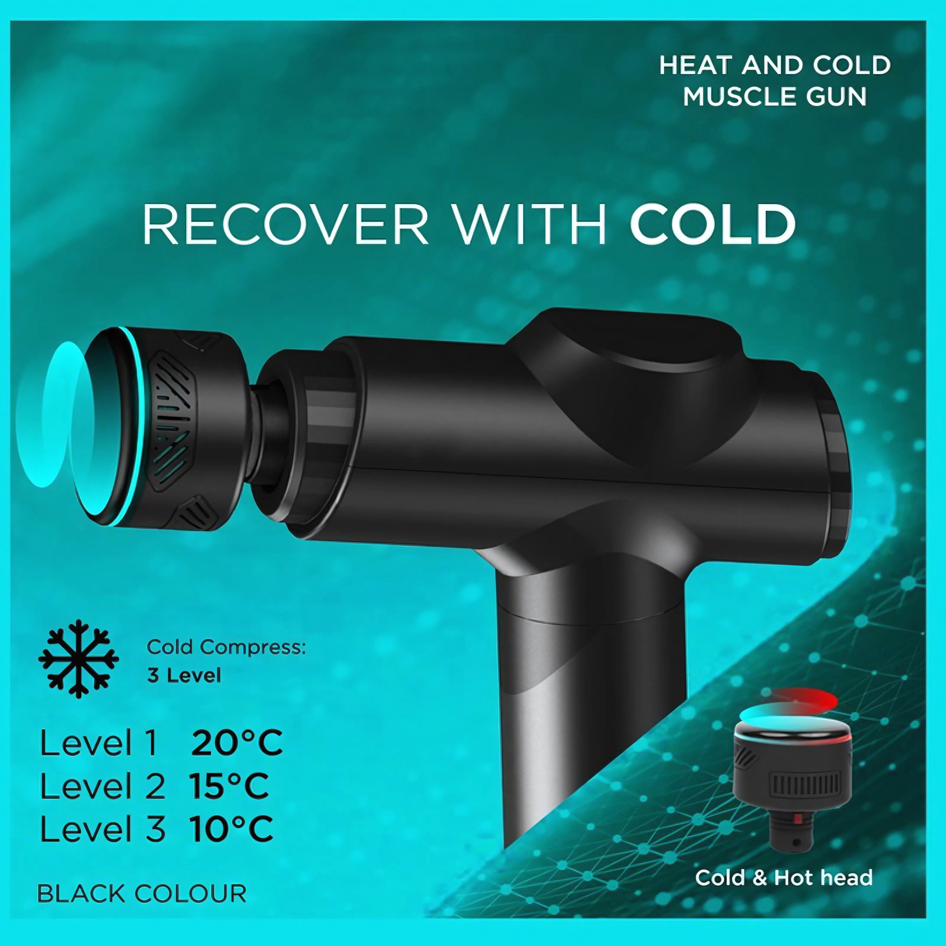 Heat and cold muscle massage gun with adjustable temperature settings