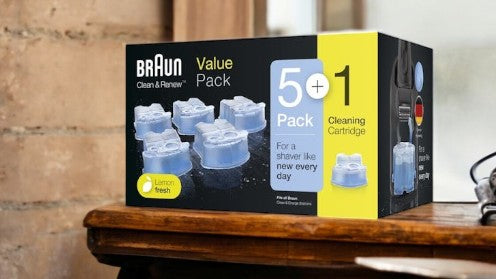 Braun Clean & Renew Refill Cartridges CCR 5+1 pack for electric shavers.