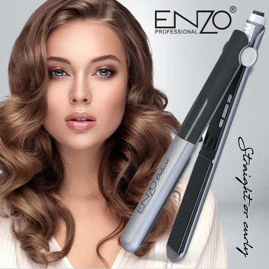 ENZO EN-1296B Professional Ionic Hair Straightener and Curler – Front view