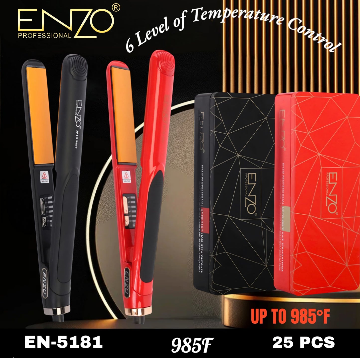 ENZO EN-5181 Professional Hair Straightener Flat Iron with ceramic plates for smooth styling