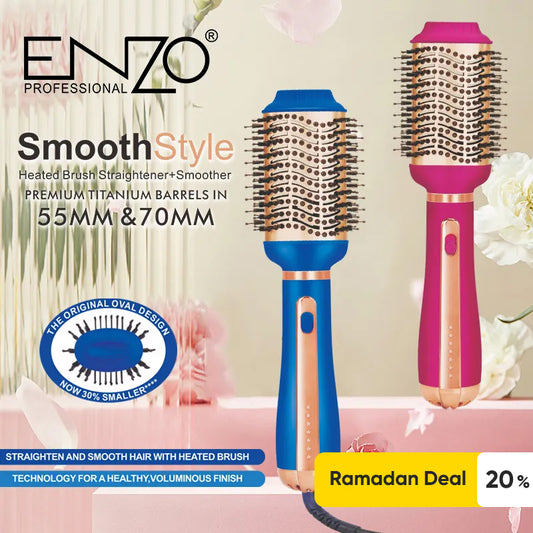 ENZO EN-6216 2-in-1 Hair Straightener and Hot Air Brush – Professional Styling Tool