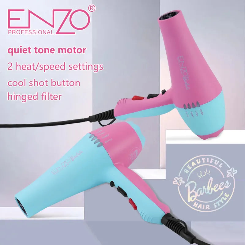 ENZO EN-8860A Barbie Hair Dryer – professional-grade hair dryer with a stylish Barbie-inspired design.