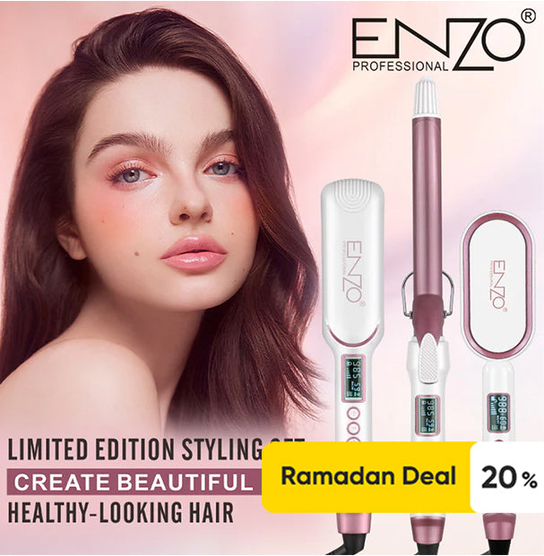 ENZO EN-3132 3 in 1 Ceramic Ionic Flat Iron for Professional Salon LCD Display Hair Straightener