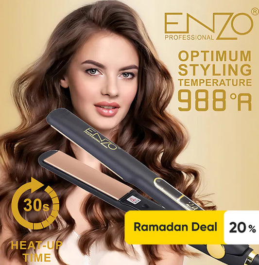 ENZO EN-5182 Professional Ceramic Hair Iron Straightener – 1.75-inch Wide Plate, Adjustable Temperature, and Anti-Frizz Design