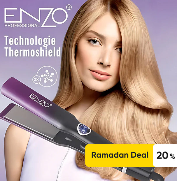 ENZO EN-3211 Professional Ceramic Titanium Hair Straightener | Fast Heating, Vitamin C Infused, Adjustable Temperature