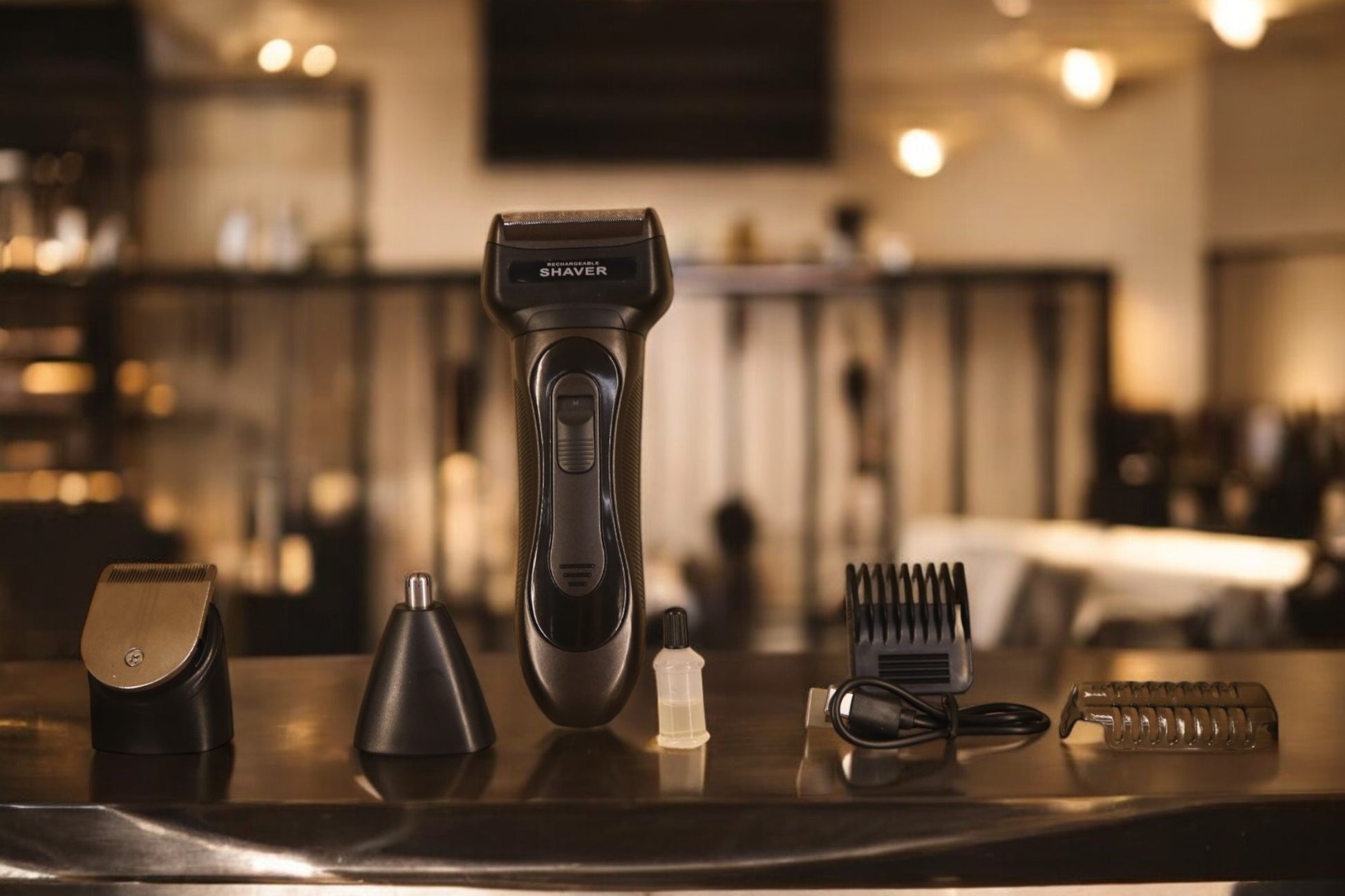 Rechargeable 3-in-1 grooming shaver for men