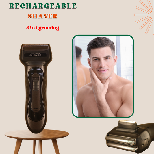 Rechargeable 3-in-1 grooming shaver for men