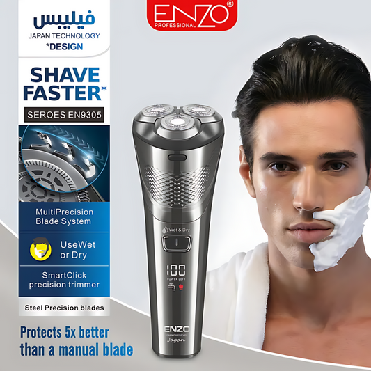 ENZO EN-9305 Electric Shaver with 3D floating rotary blades.